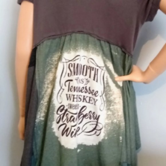 LYNYRD SKYNYRD Tennessee Whiskey Asymmetrical T Shirt Tunic Dress Reworked Large - Picture 3 of 5